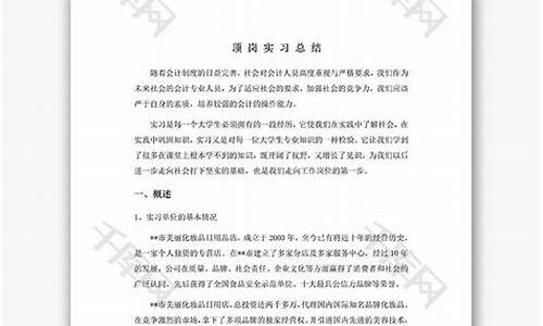 _会计顶岗实习总结